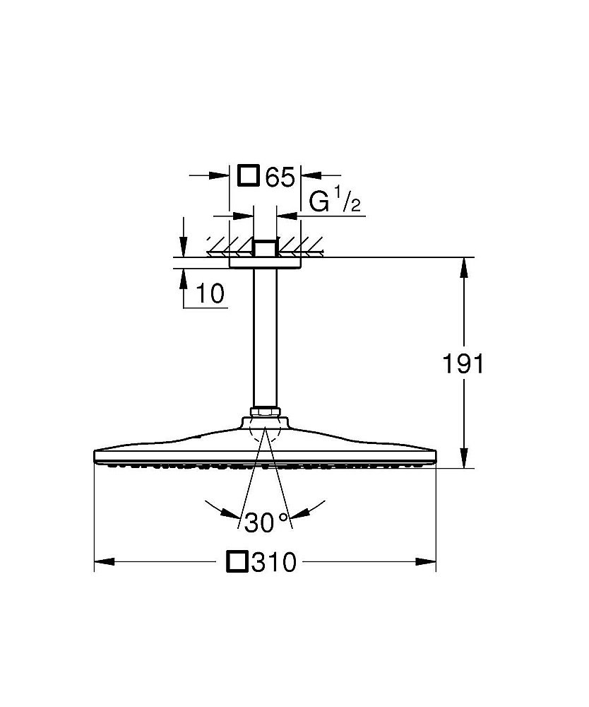 Верхний душ Grohe Rainshower Mono 26565000 купить в интернет-магазине сантехники Sanbest