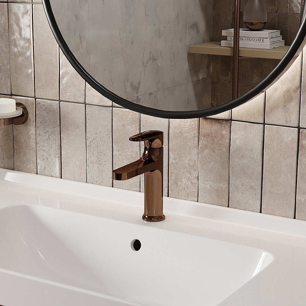 Смеситель для раковины WasserKRAFT Asphe 7700 7703 розовое золото купить в интернет-магазине сантехники Sanbest