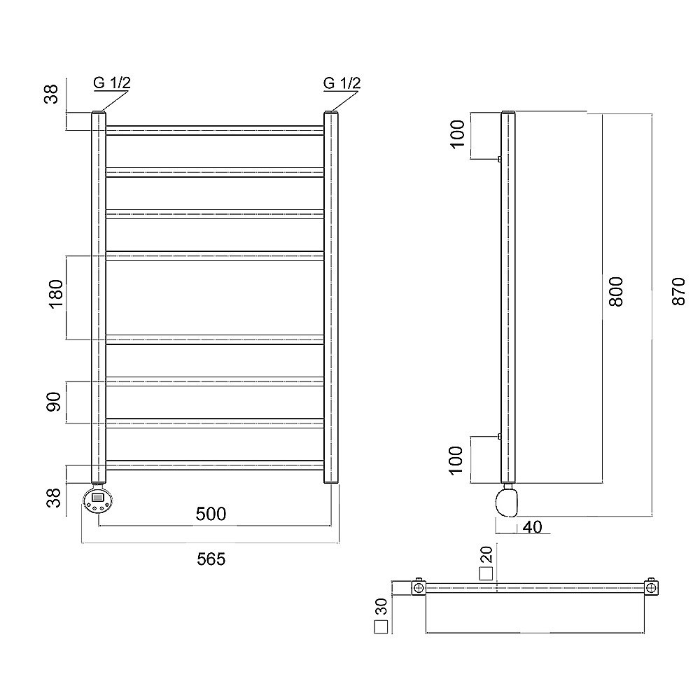 Полотенцесушитель электрический Domoterm Квадро П8 500х800 E хром купить в интернет-магазине сантехники Sanbest