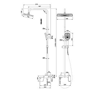 Душевая система Grossman Advans 500.K35.09.210 черный матовый купить в интернет-магазине сантехники Sanbest