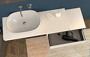 Консоль подвесная Cezares TAVOLONE 41784+50179 60 белый для ванной в интернет-магазине сантехники Sanbest