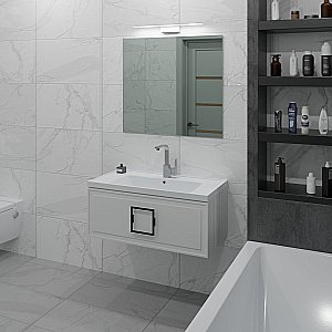 Тумба с раковиной LA FENICE Cubo Bianca 80 белая/ручка черная для ванной в интернет-магазине Sanbest