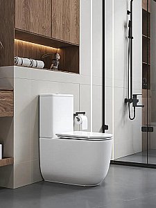 Унитаз напольный Ceruttispa MIRKO CT11090 безободковый с бачком, с крышкой микролифт, слив-торнадо, белый купить в интернет-магазине Sanbest