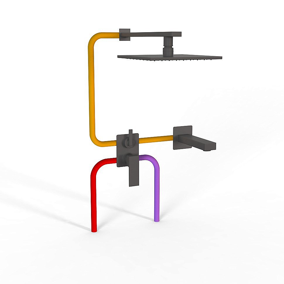 Душевая система PAINI Grazia 21PZSET26911BATHHEAD черная матовая купить в интернет-магазине сантехники Sanbest