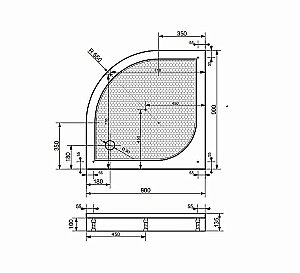 Душевой поддон Эстет Омега 90x90 цвет по RAL c блестками купить в интернет-магазине Sanbest