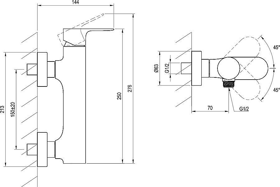 Смеситель для душа Ravak Eleganta X070331 графит купить в интернет-магазине сантехники Sanbest