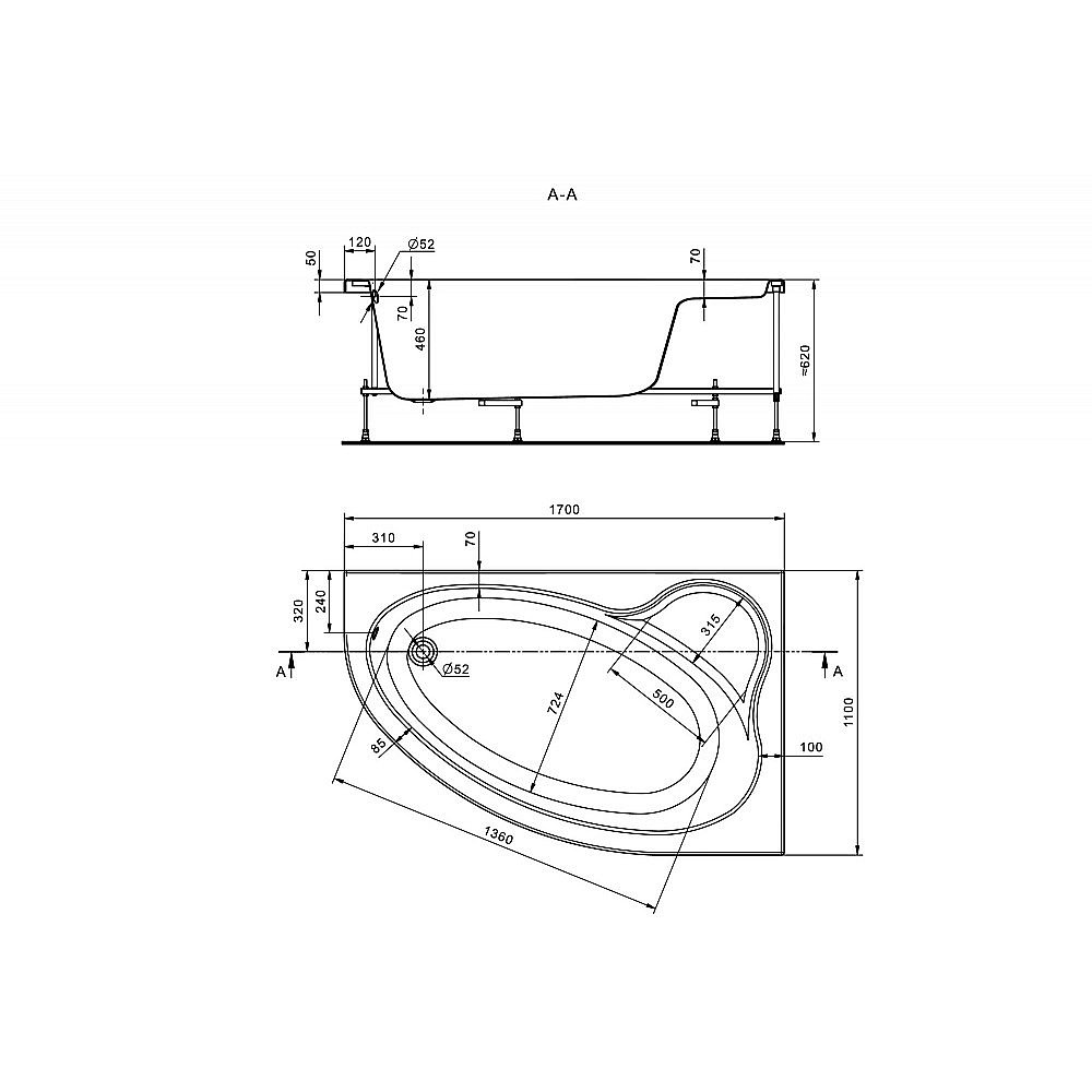 Ванна акриловая Santek Эдера 170x110 белая купить в интернет-магазине Sanbest