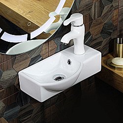 Раковина накладная Melana MLN-7947AL 41 чаша слева белая купить в интернет-магазине сантехники Sanbest