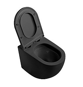 Унитаз напольный Abber Bequem AC1111TMB черный матовый, безободковый, с крышкой микролифт, слив-торнадо купить в интернет-магазине Sanbest