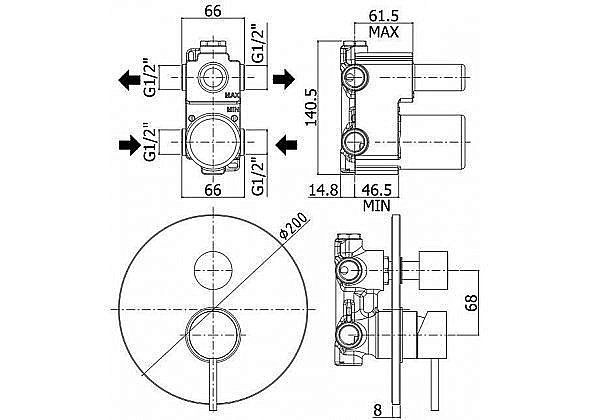 Смеситель для душа Paffoni Light LIG018NO (с внутренней частью) купить в интернет-магазине сантехники Sanbest