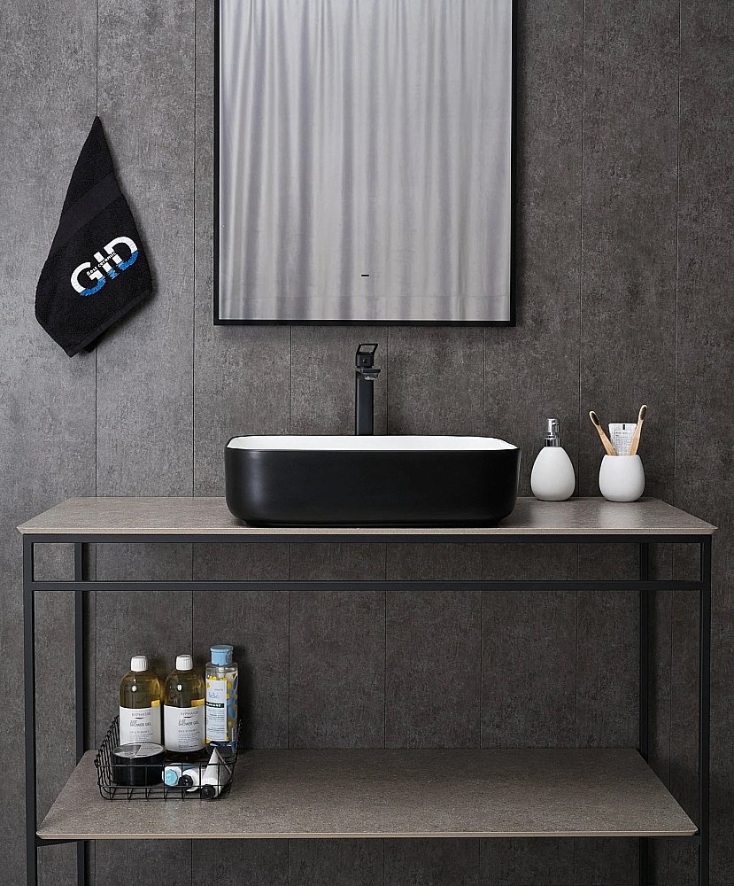 Раковина накладная Gid Geometrico 50 Nc366 52205 белая, черная купить в интернет-магазине Sanbest