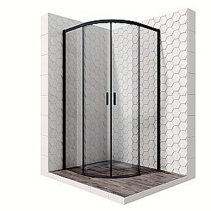 Душевой уголок Ambassador Queen Black 11011202 100x100 стекло прозрачное/профиль черный купить в интернет-магазине Sanbest