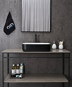 Раковина накладная Gid Geometrico 50 Nc366 52205 белая, черная купить в интернет-магазине Sanbest