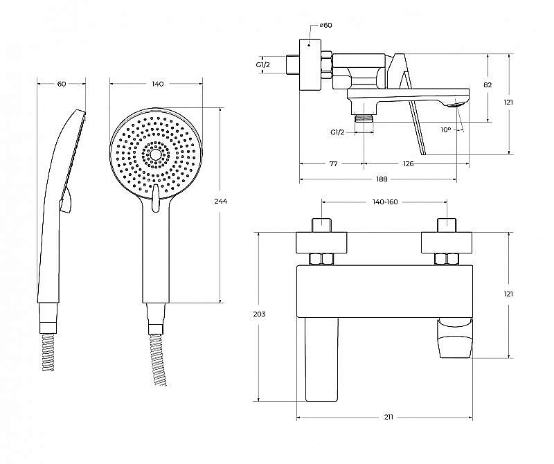 Смеситель для ванны Cezares COMFORT-VD-01 хром купить в интернет-магазине сантехники Sanbest