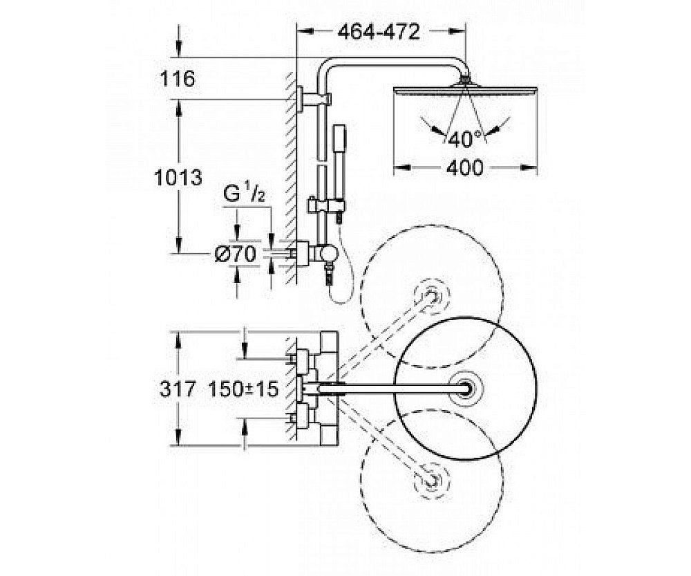 Душевая система Grohe Rainshower System 27174001 купить в интернет-магазине сантехники Sanbest