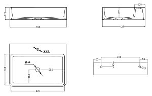 Раковина Salini OTTAVIA 1103101GF 59,5 из искусственного камня S-Sense, глянцевая, цвет по RAL полностью купить в интернет-магазине Sanbest