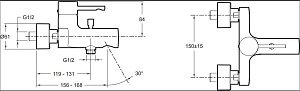 Смеситель для ванны и душа Jacob Delafon CUFF E45532-CP купить в интернет-магазине сантехники Sanbest