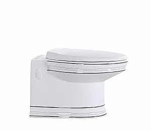 Унитаз приставной CeramaLux LUX CLASSIC 4287 белый/серебро безободковый, с крышкой микролифт купить в интернет-магазине Sanbest