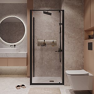 Душевой уголок Niagara Nova NG-85-8AB/NG-A90B-34 80х90 стекло прозрачное/профиль черный матовый купить в интернет-магазине Sanbest