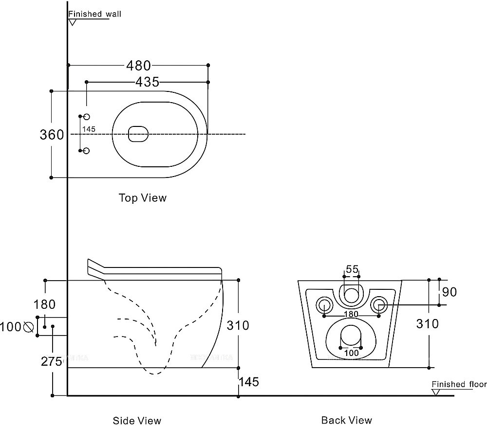 Унитаз подвесной Aquanet Rimless Cetus W Short LX-1900 с крышкой микролифт, безободковый купить в интернет-магазине Sanbest