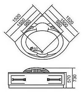 Ванна акриловая Gemy Arc-shape G9082 O 152х152 белая с гидромассажем купить в интернет-магазине Sanbest