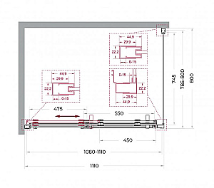 Душевой уголок BelBagno Marino 2-AH-1 110x80 стекло прозрачное/профиль оружейная сталь купить в интернет-магазине Sanbest
