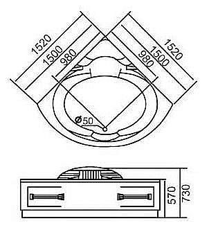 Ванна акриловая Gemy Arc-shape G9082 O 152х152 белая с гидромассажем купить в интернет-магазине Sanbest