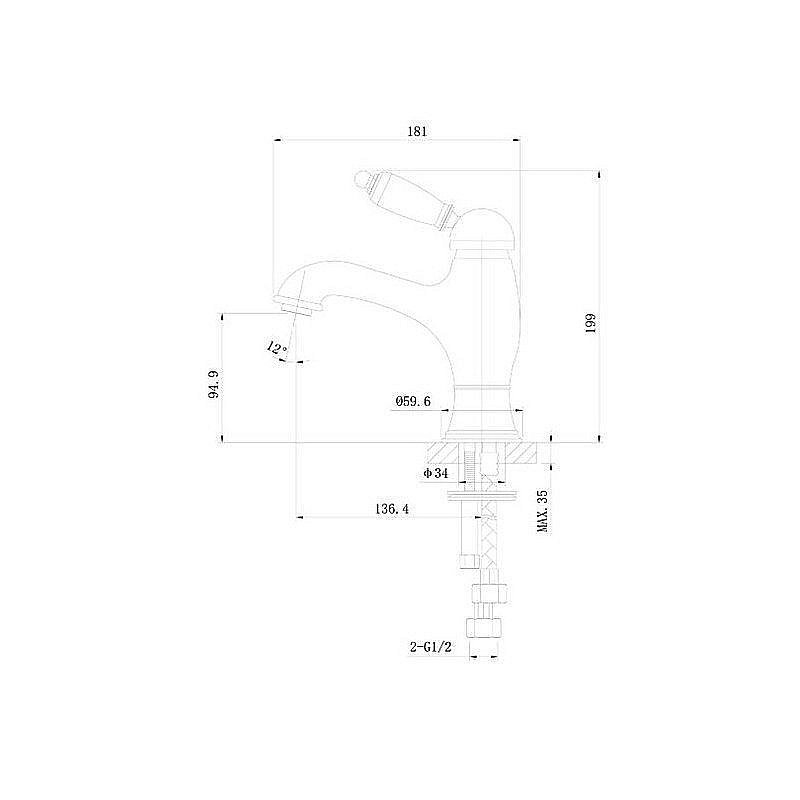 Смеситель для раковины Caprigo ADRIA–Uno 02–520 купить в интернет-магазине сантехники Sanbest