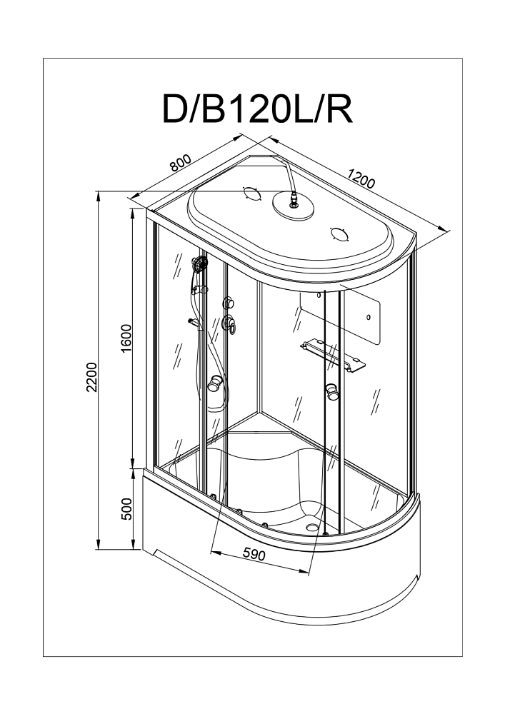 Душевая кабина Deto D120S с пультом 120х80 купить в интернет-магазине Sanbest