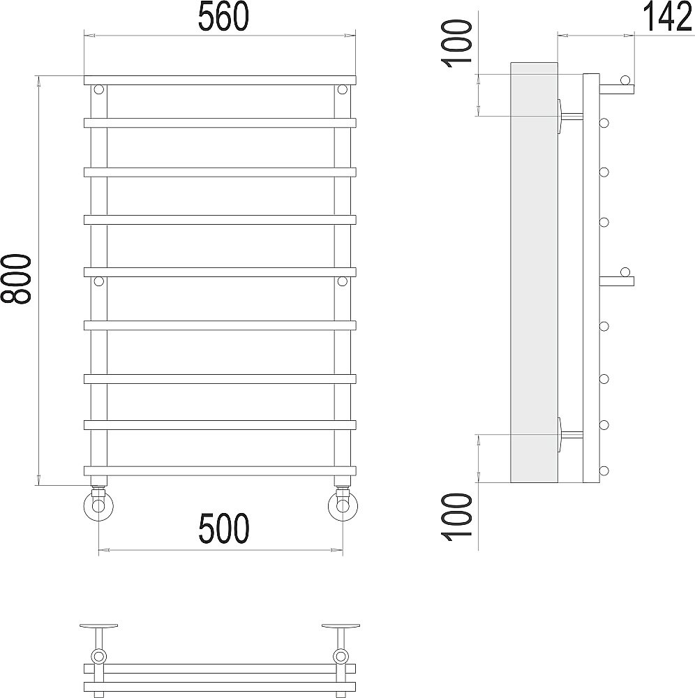 Полотенцесушитель водяной Terminus Вента П8 500х800 купить в интернет-магазине сантехники Sanbest