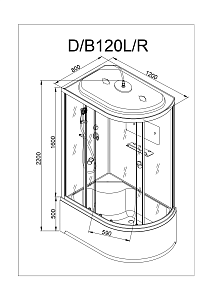 Душевая кабина Deto D120S с пультом 120х80 купить в интернет-магазине Sanbest