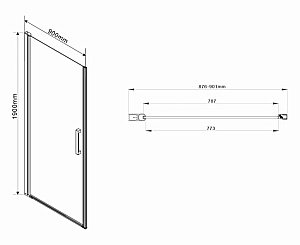 Душевая дверь без пристенного профиля Vincea Orta VDP-1O900CLB 90 стекло прозрачное/профиль черный купить в интернет-магазине Sanbest