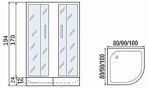 Душевой уголок с поддоном River DON LIGHT 80/24 MT 80x80 стекло матовое/профиль хром купить в интернет-магазине Sanbest