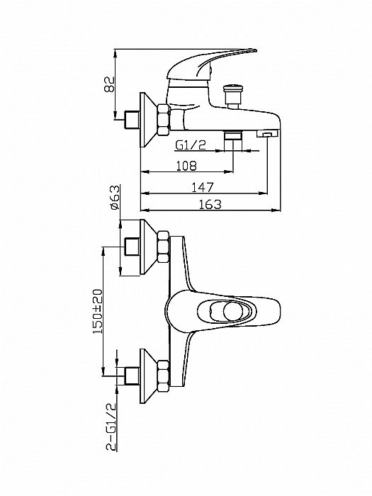 Смеситель для ванны Agger Move A0610000 купить в интернет-магазине сантехники Sanbest