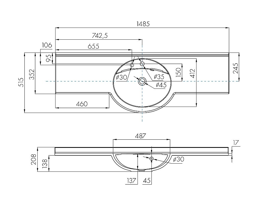 Раковина Акватон Отель 149 1A70133NOT010 белая купить в интернет-магазине Sanbest