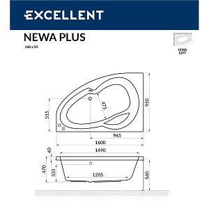 Ванна акриловая EXCELLENT Newa 160x95 LINE золото купить в интернет-магазине Sanbest