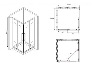Душевой уголок ABBER Schwarzer Diamant AG02090BDTH 90x90 тонированный/профиль черный купить в интернет-магазине Sanbest