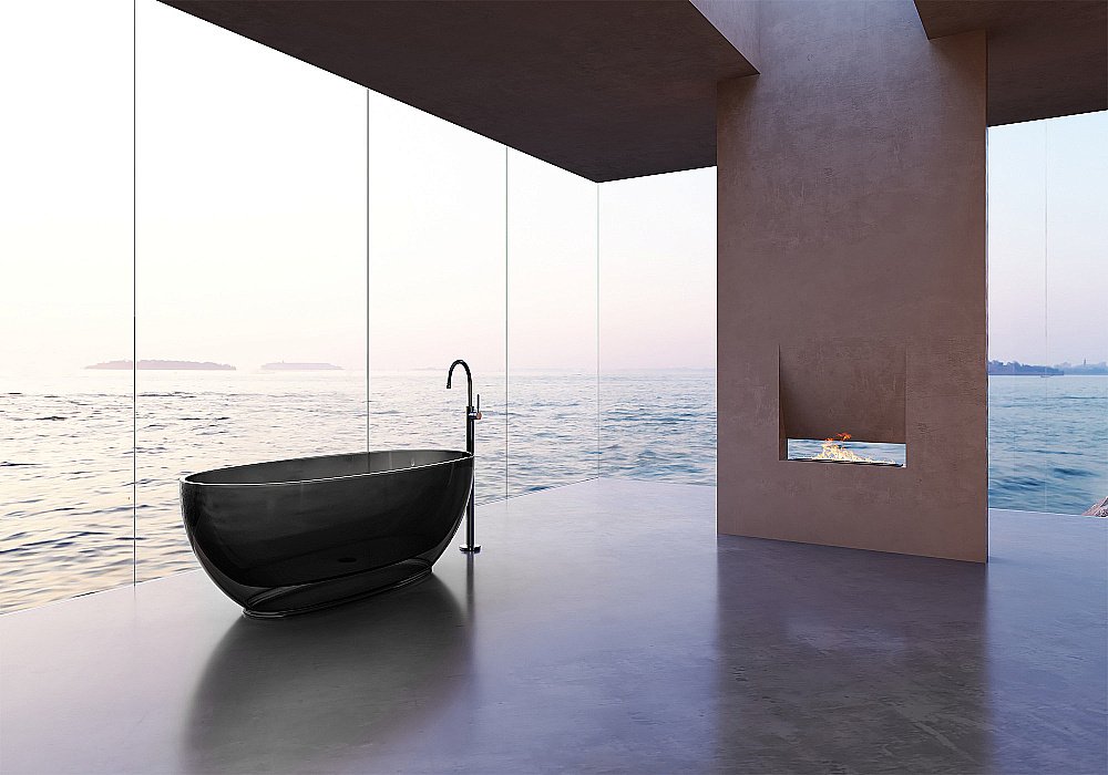 Ванна ABBER Kristall AT9703Onyx 170x75 черная прозрачная купить в интернет-магазине Sanbest