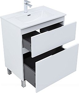 Тумба с раковиной Aquanet Алвита new 80 344134+329255 белая матовая для ванной в интернет-магазине Sanbest