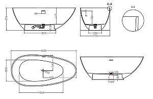 Ванна Salini PAOLA Up&Down S-Sense Sapirit 160х77 101511GF RAL купить в интернет-магазине Sanbest