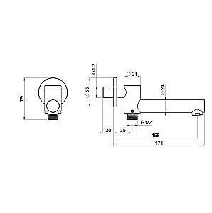 Излив для ванны WONZON & WOGHAND WW-88SZ10-BGM темный графит купить в интернет-магазине сантехники Sanbest