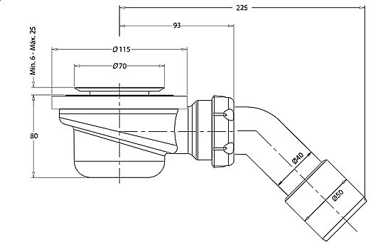 Сифон Radaway PB50T Ø50 купить в интернет-магазине сантехники Sanbest