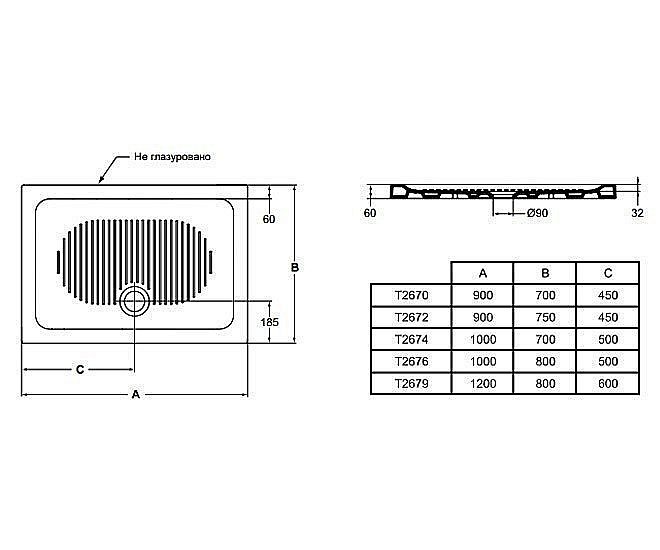 Душевой поддон Ideal Standard Connect T267201 90x75 купить в интернет-магазине Sanbest