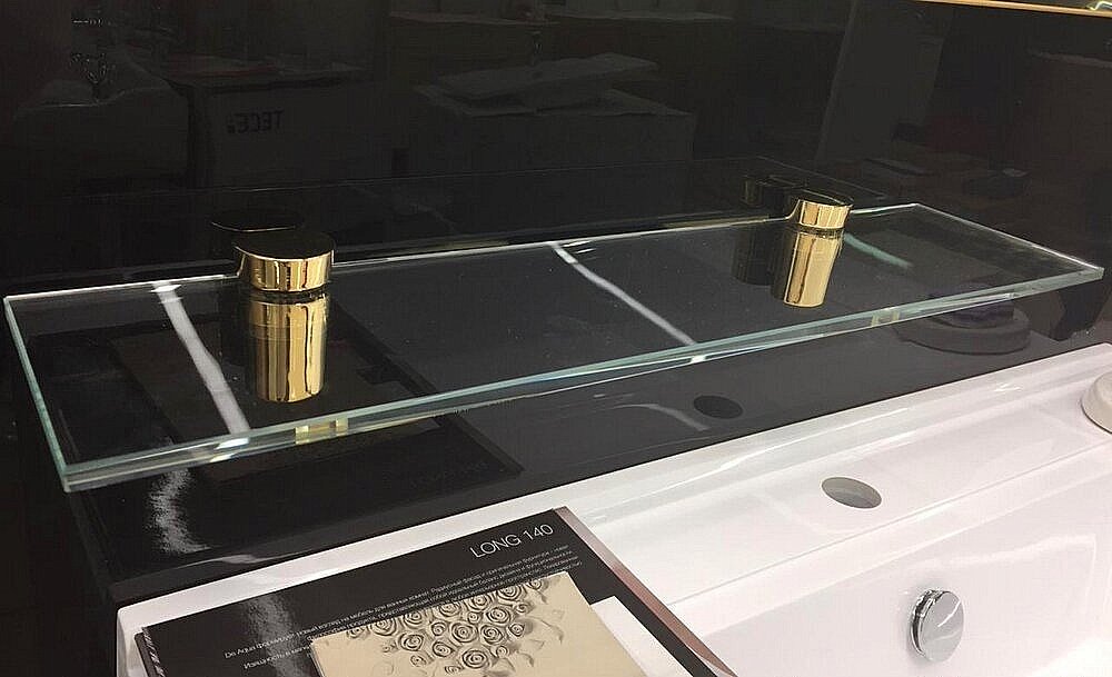 Полка стеклянная De Aqua Токката 258146 140 золото купить в интернет-магазине сантехники Sanbest