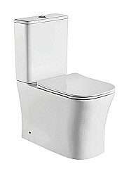 Унитаз напольный CeramaLux 1218A белый, безободковый, с бачком, с крышкой микролифт купить в интернет-магазине Sanbest