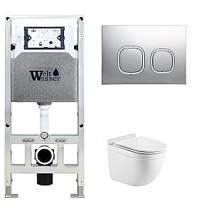 Унитаз с инсталляцией WeltWasser AMBERG 506 ST + HEIMBACH 043 GL-WT + AMBERG RD-MT CR купить в интернет-магазине Sanbest