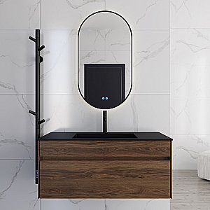 Тумба с раковиной Vincea Chiara 100 VMC-2C100CO/VCB-13100B тёмный дуб/раковина черная для ванной в интернет-магазине Sanbest