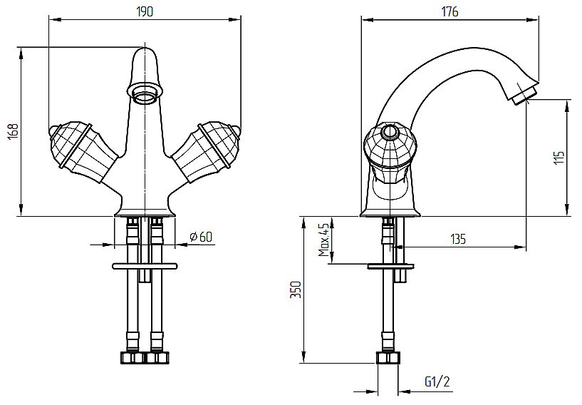 Смеситель для раковины Migliore Prestige Swarovski 28006 хром купить в интернет-магазине сантехники Sanbest