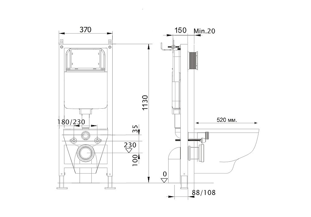 Инсталляция для унитаза Aquatek Standart 37 INS-0000017 купить в интернет-магазине сантехники Sanbest
