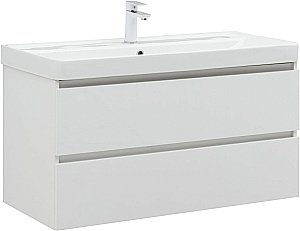 Тумба с раковиной Aquanet Вега 100 белый глянец для ванной в интернет-магазине Sanbest